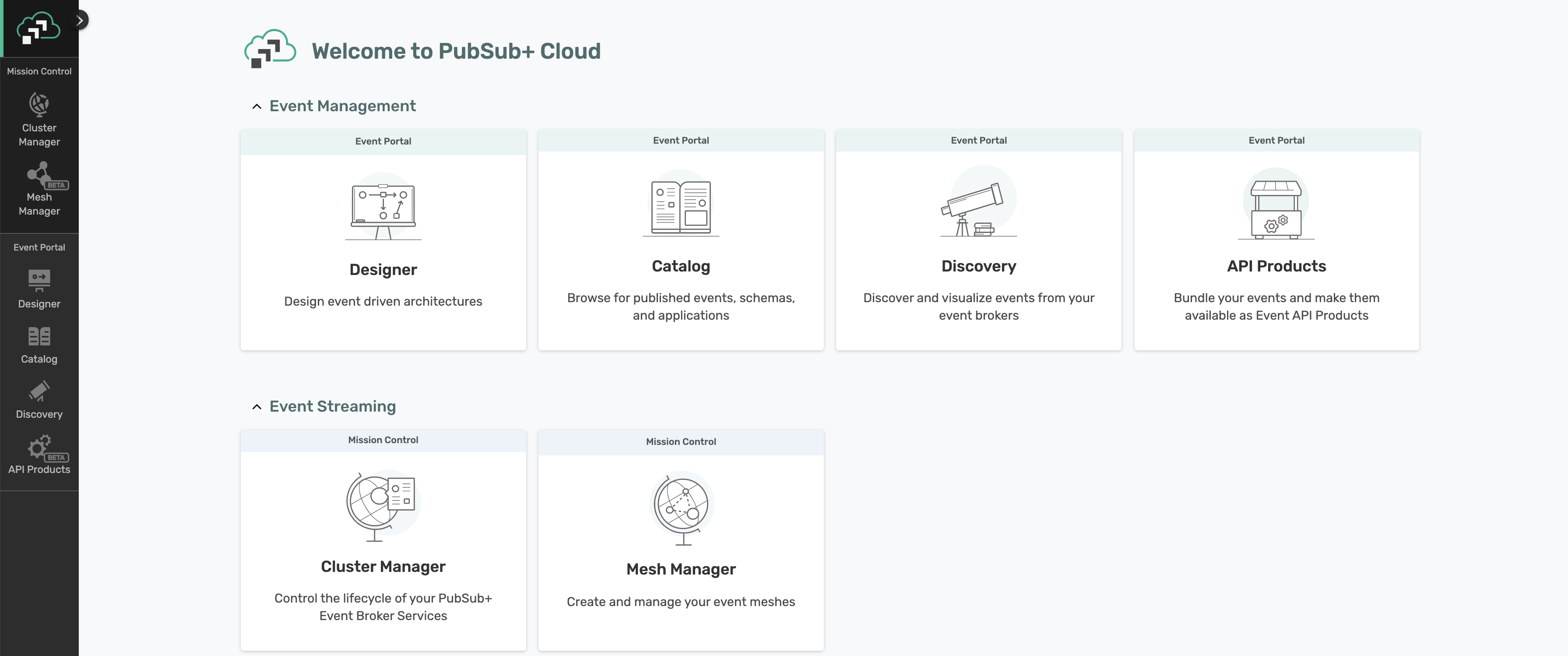 Solace Cloud Event Mesh Page